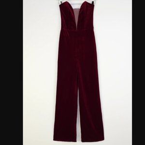 Gorgeous Burgundy Velvet Strapless Jumpsuit